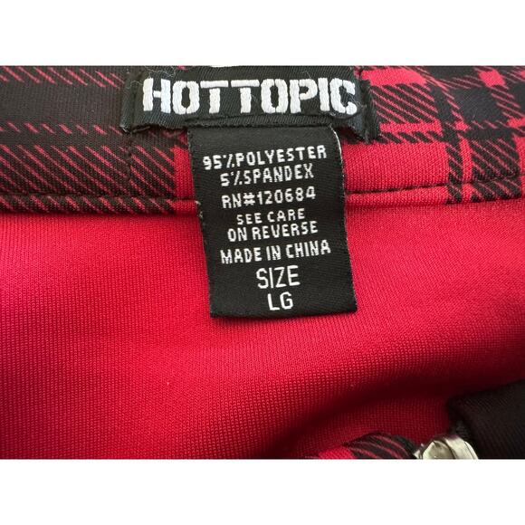 Hot Topic Red Black Plaid Front Zip Skirt‎ Size Large - Picture 3 of 3